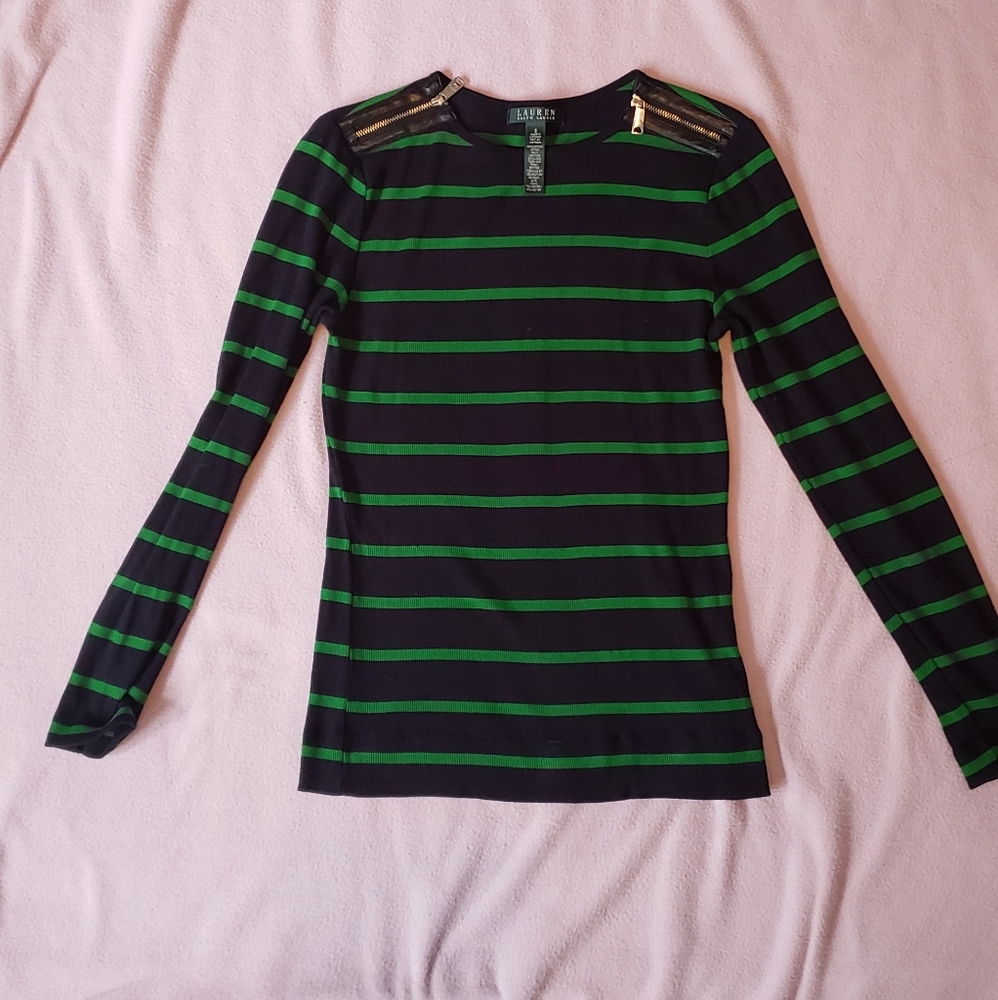 Lauren  green and blue zip top